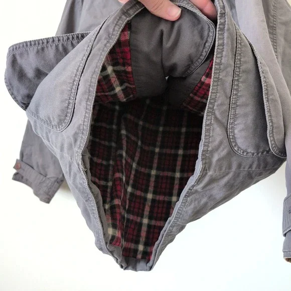 Vintage J.Crew Mens Gray Flannel Lined Thinsulate Barn Jacket Field Coat Small - Picture 5 of 11
